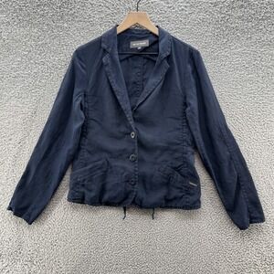 Mat de Misaine Blazer Womens 6 Navy Blue Linen Lightweight Jacket